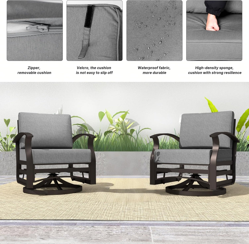 Kurapika 1 Piece Patio Furniture Chair, Outdoor Aluminum Swivel Glider Rocker, Patio Bistro Set Rocking Chair for Porch, Garden, Patio, Grey