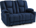 MCombo Zero Gravity Power Loveseat Sofa, Heat and Massage, Reclining Loveseat for Living Room, Fabric 6035SET (Navy Blue, Loveseat)