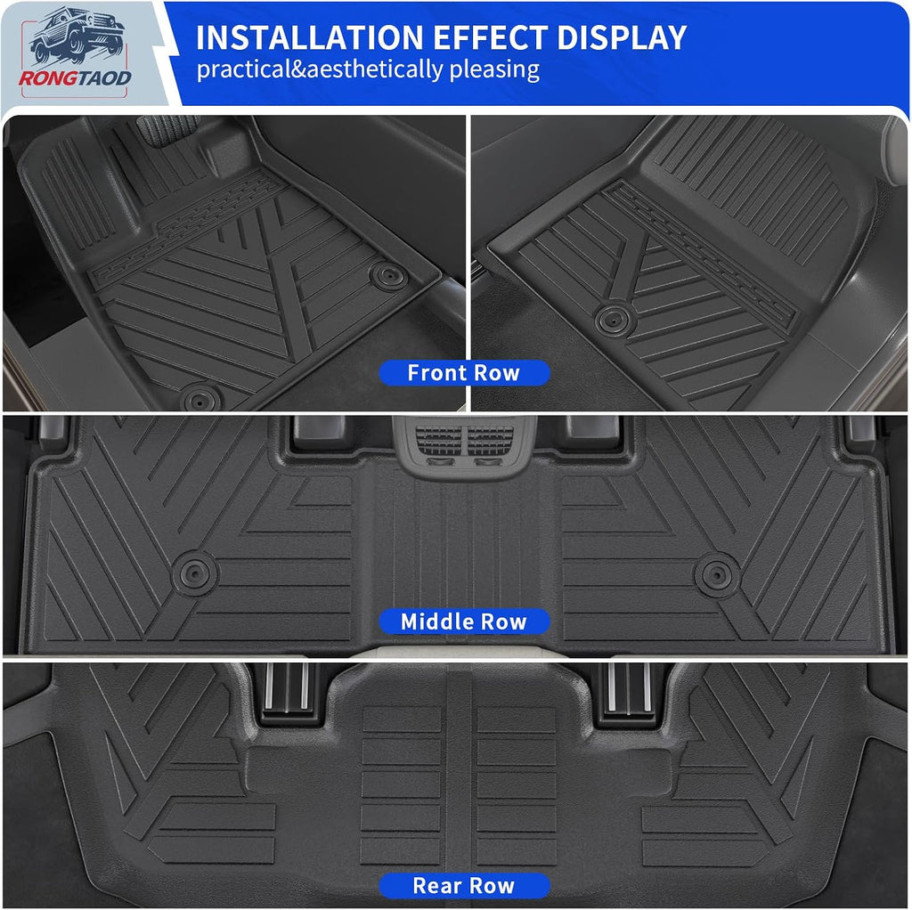 Rongtaod Floor Mats Compatible with 2023 2024 2025 2026 Honda Pilot Cargo Mat Trunk Mat Cargo Liner Back Seat Cover Protector All Weather Pilot Accessories (Trunk Mat with Backrest Mat+Floor Mats)