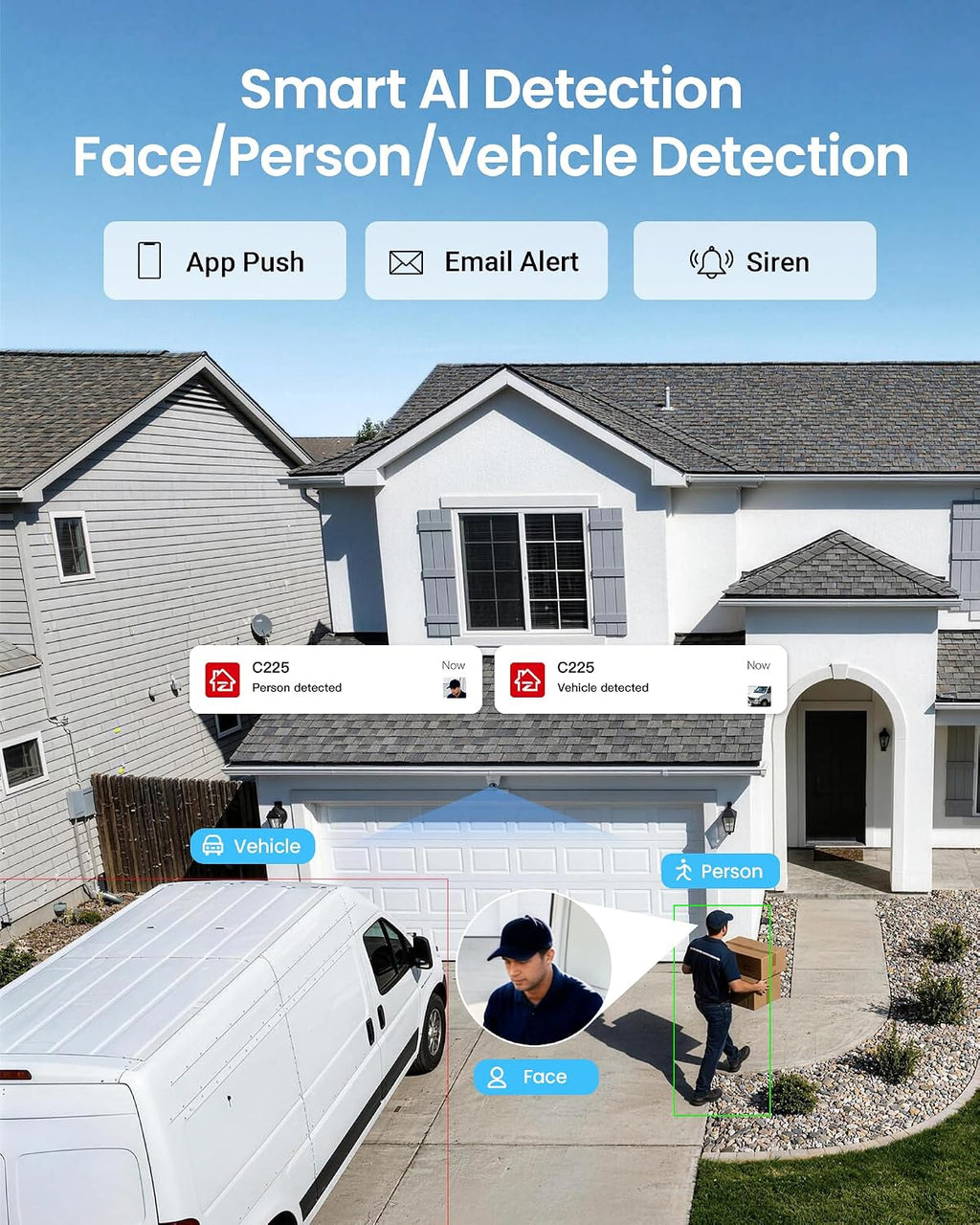 ZOSI 4K PoE Security Camera System, Person Vehicle Detection, 6pcs 4K Indoor Outdoor Spotlight PoE Cameras, Night Vision, 2 Way Audio, 8CH 8MP Home Surveillance NVR with 2TB HDD for 24/7 Recording