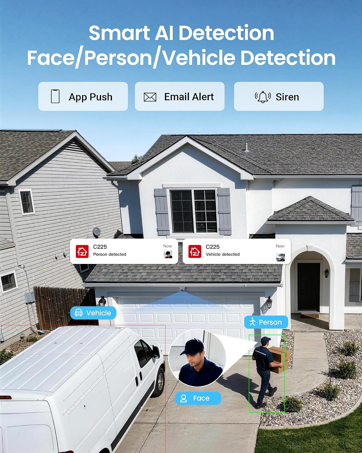 ZOSI 4K PoE Security Camera System, Person Vehicle Detection, 6pcs 4K Indoor Outdoor Spotlight PoE Cameras, Night Vision, 2 Way Audio, 8CH 8MP Home Surveillance NVR with 2TB HDD for 24/7 Recording
