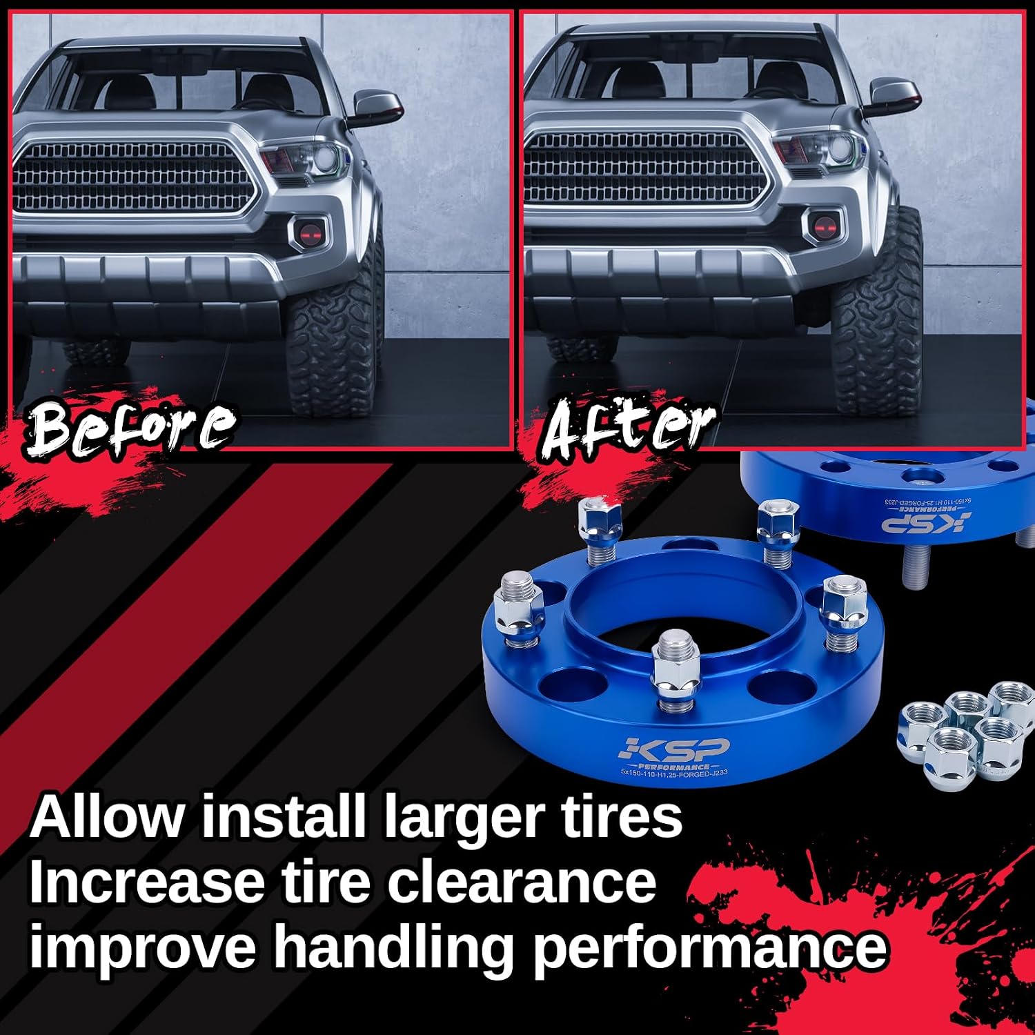 KSP 1.25inch 5X150 Spacers Compatible with to-yo-ta Tundra 2007-2021/Sequoia 2008-2021/Land Cruiser 2009-2016, 5 Lug Wheel Spacers for Lexus LX570 2008-2016 with M14x1.5 Studs 110mm Hub Bore, 4 pcs