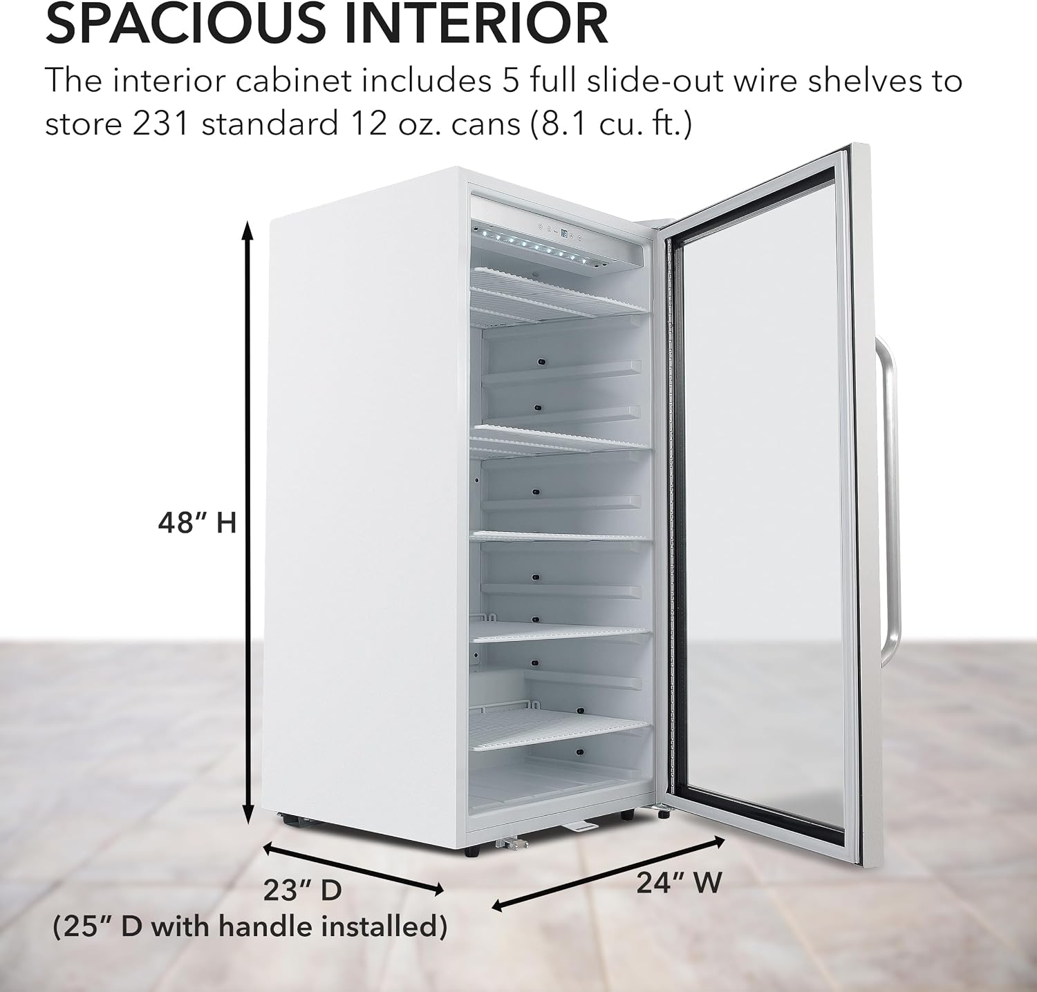 Whynter CBM-815WS Freestanding 8.1 cu. ft. Stainless Steel Merchandiser Superlit Door and Lock – White Commercial Beverage Refrigerator, Silver