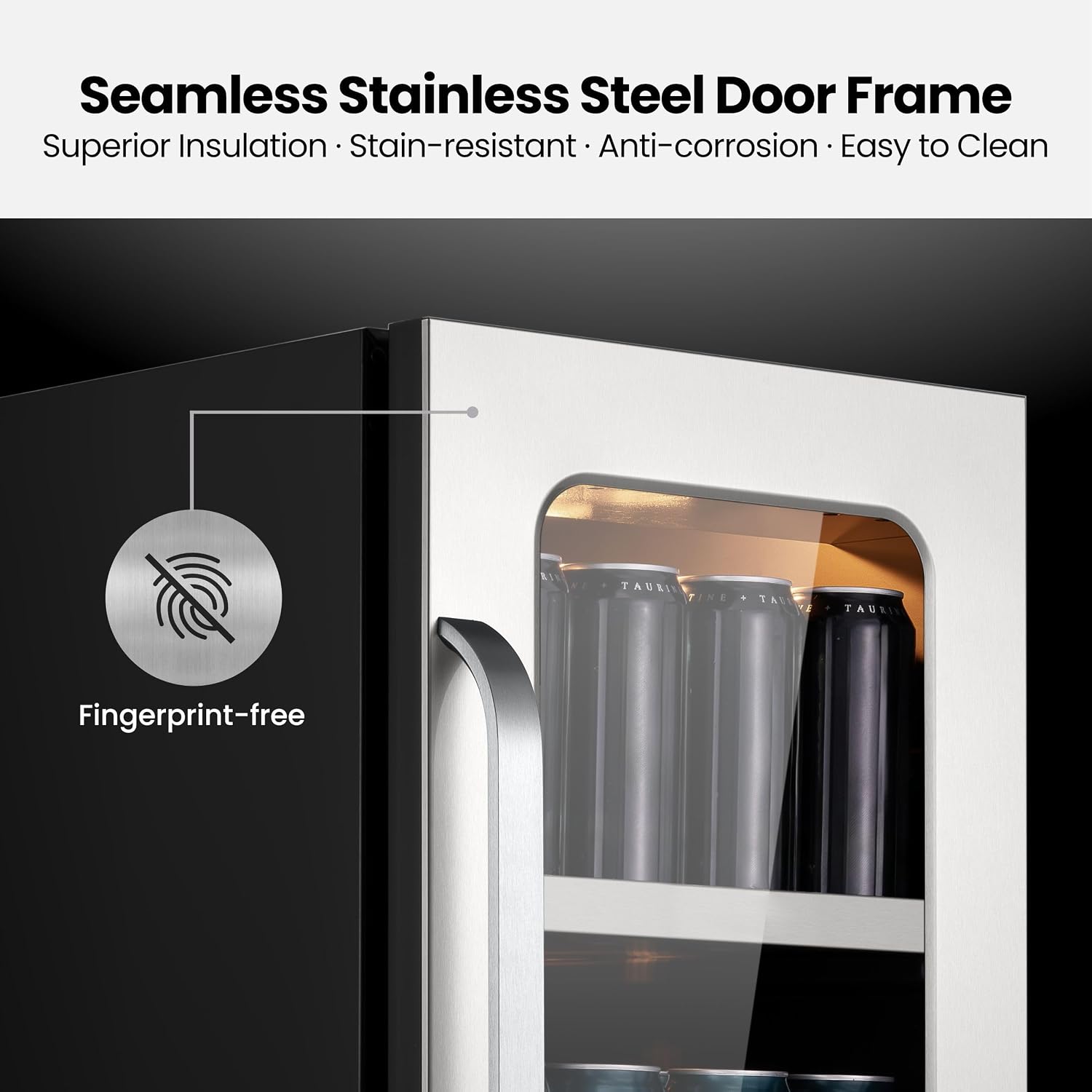 15 Inch Beverage Refrigerator 80 Cans Small Beverage Fridge, Drink Fridge with Glass Door 3 LED 34-54 ℉ Beverage Cooler Built-in or Freestanding Adjustable Shelves for Home/Kitchen(3.0 cu.ft)