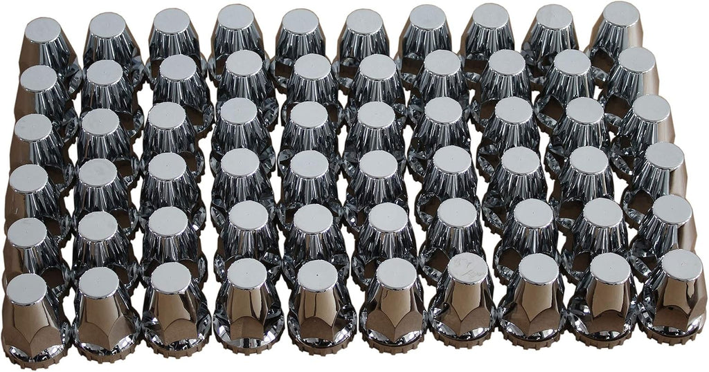 MRJLK Chrome ABS Complete Axle Cover Set with Standard Hub Caps and 33mm Screw-On Lug Nut Covers for Semi Trucks (2 Front and 4 Rear)