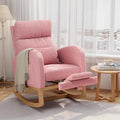 GarveeHome Rocking Chair, Modern Nursery Glider Chair with Side Pockets and Pillow, Rocker Chair for Living Room Bedroom Nursing Room, Pink