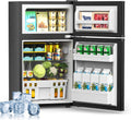 Electactic Mini Fridge with Freezer, 3.2 Cu.Ft Compact Refrigerator with 2 Doors, Small Fridge with Adjustable Thermostat & Removable Glass Shelves for Bedroom, Office, Dorm, or Apartment, Black