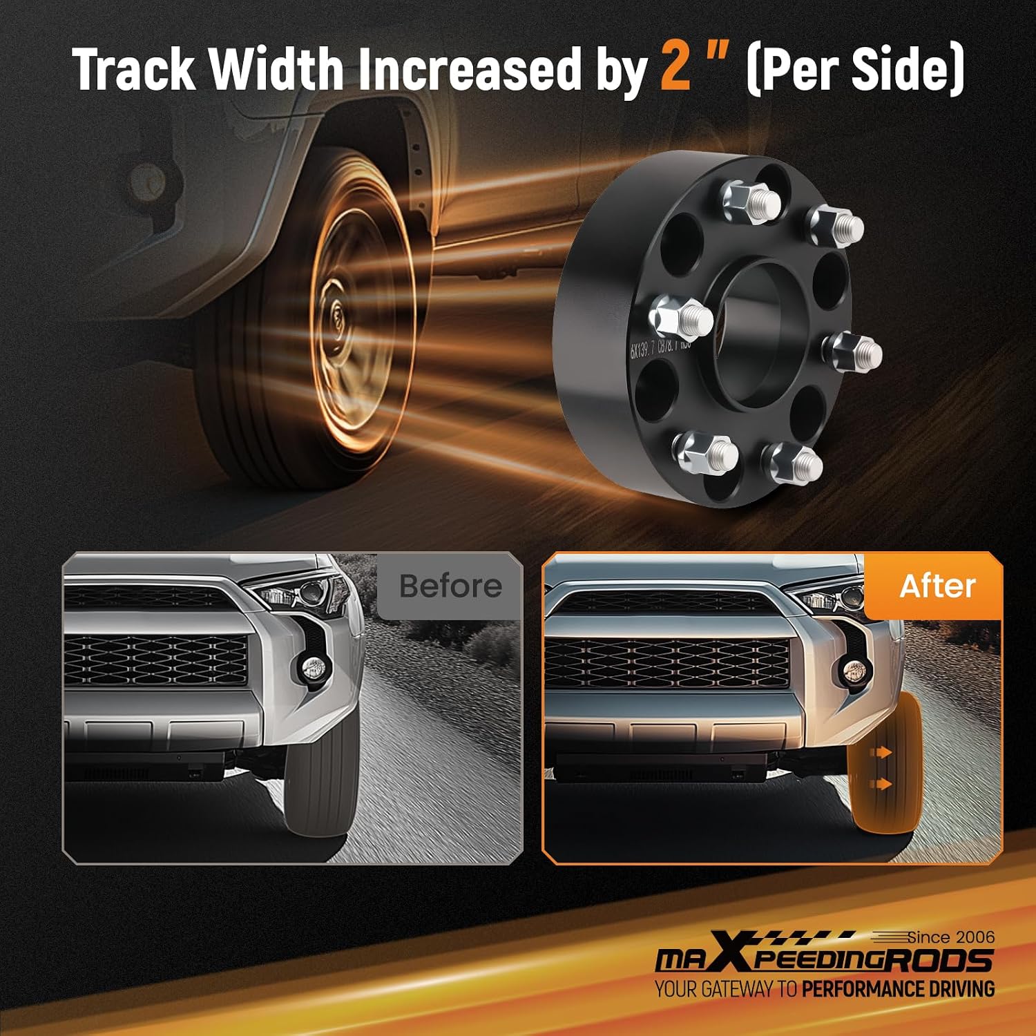maXpeedingrods 2 Inch 6x5.5 Hubcentric Wheel Spacers for Chevy Silverado Sierra 1500, 6x139.7mm M14x1.5 Studs 78.1mm Hub Bore with Lip Forged Spacer for Tahoe, Suburban, Yukon 6 Lug