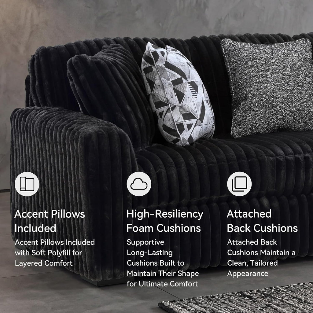 Signature Design by Ashley Midnight-Madness Modern Anti Sage Sofa with Reversible Cushions, Black