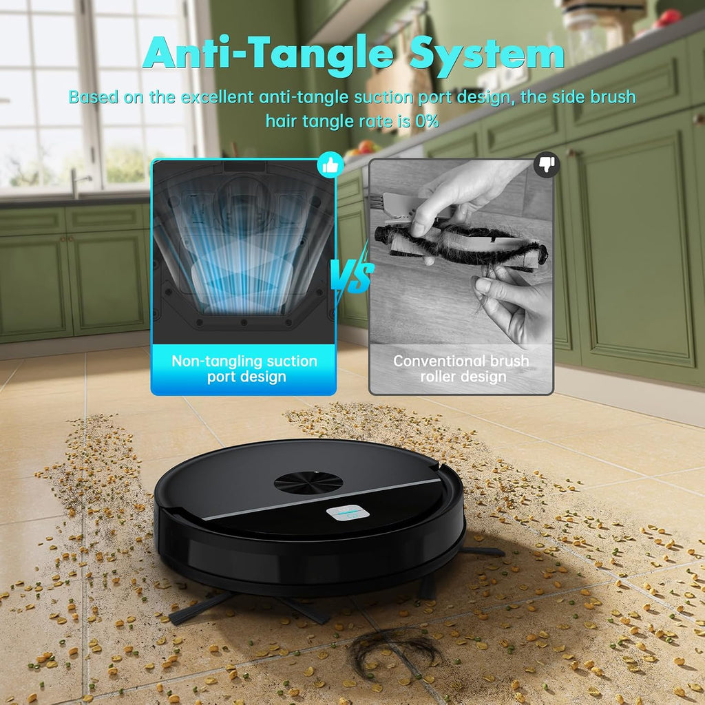 Robot Vacuum and Mop Combination,5000Pa Powerful Suction,Automatic Recharge,2-in-1 Mopping Robot Vacuum Cleaner,with Wi-Fi/App/ Remote,Trash Bin and Water Tank,Suitable for Hair,Hard Floor and carpet
