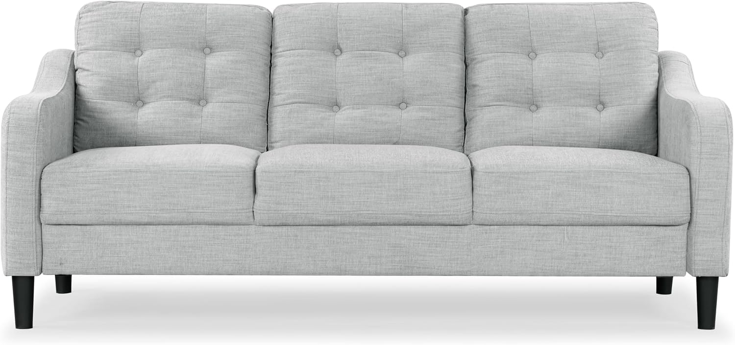 SAFAVIEH Couture Furniture Collection Nathaniel Light Grey Tufted 3-Seater Sofa