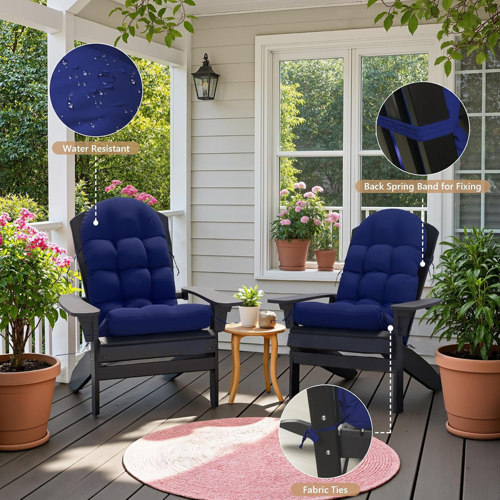 Sannwsg Adirondack Chair Cushion Set of 4, Rocking Chair Cushions, High Back Patio Cushions, Thickened Weather Resistant Patio Cushion with 6 Ties, Non Slip Fade & Waterproof