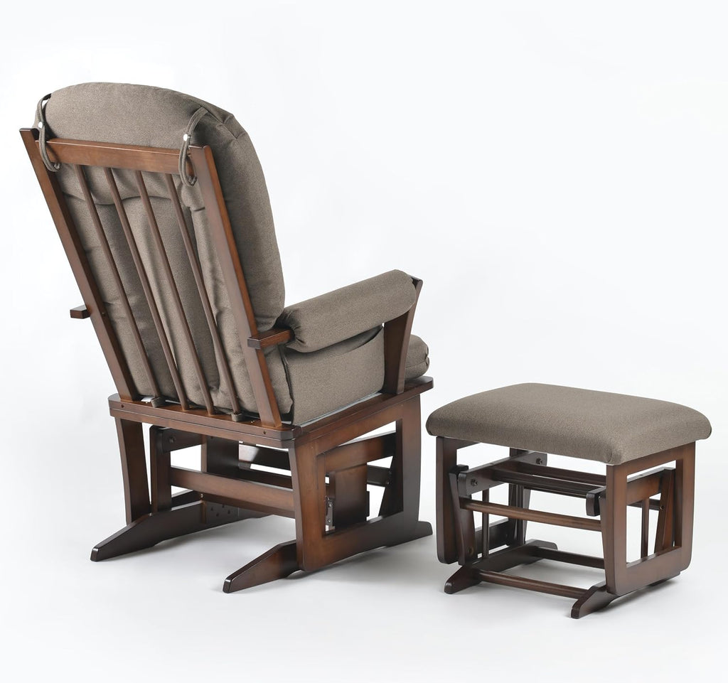 Joli Deluxe Glider Chair and Ottoman Set (Anthacite Fabric and Walnut Frame)