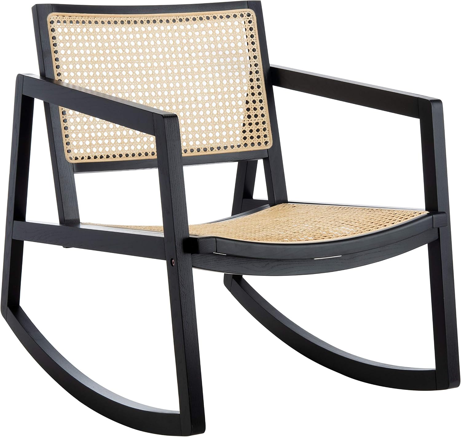 Safavieh Couture Perth Black and Natural Rattan Rocking Chair