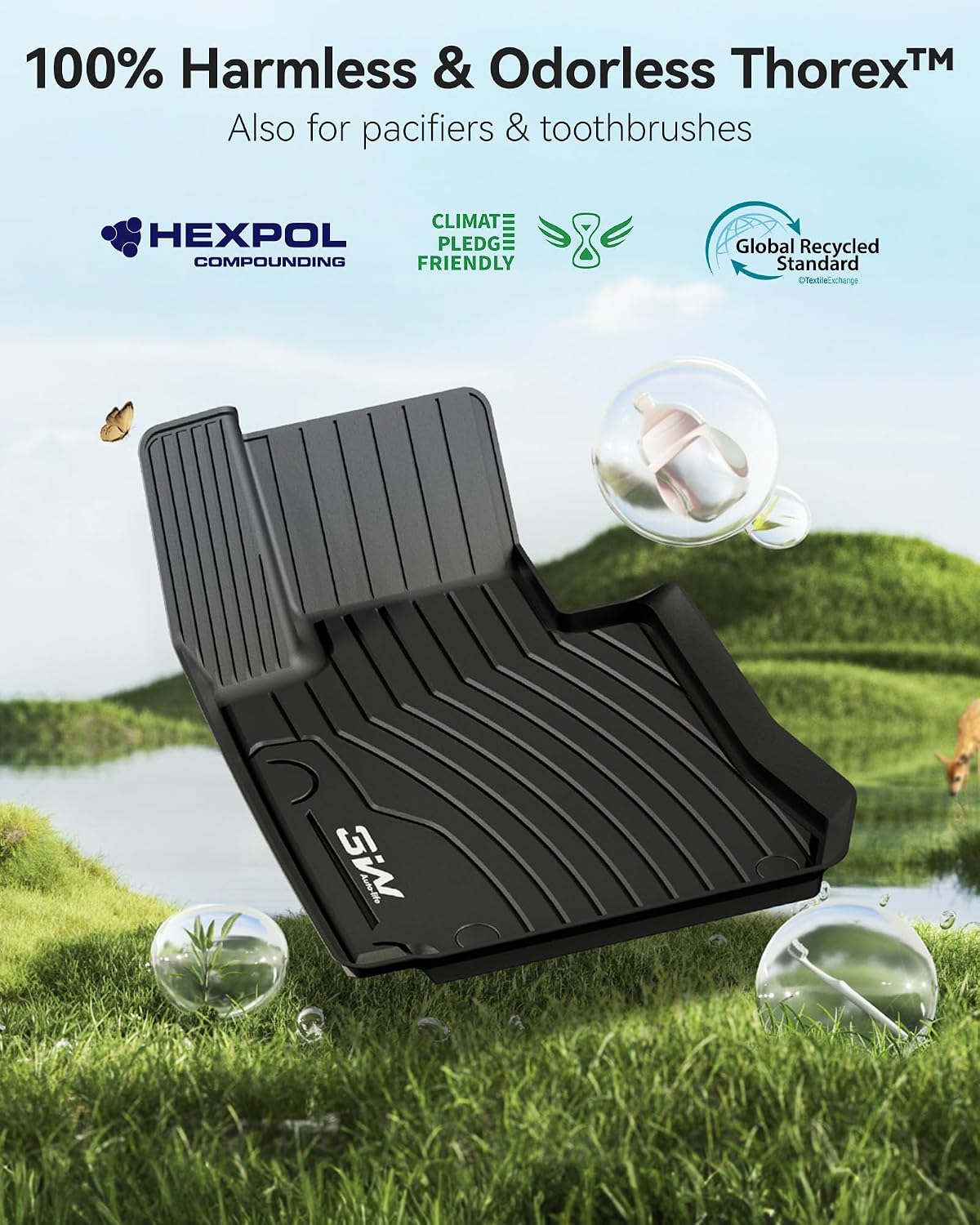 3W Floor Mats for Benz GLC SUV & Coupe 2016-2022, TPE All Weather Custom Fit Floor Liner for Benz GLC300/GLC350e/GLC43 AMG/GLC63 AMG/GLC63 AMG S Accessories Full Set Car Mats Easy Clean