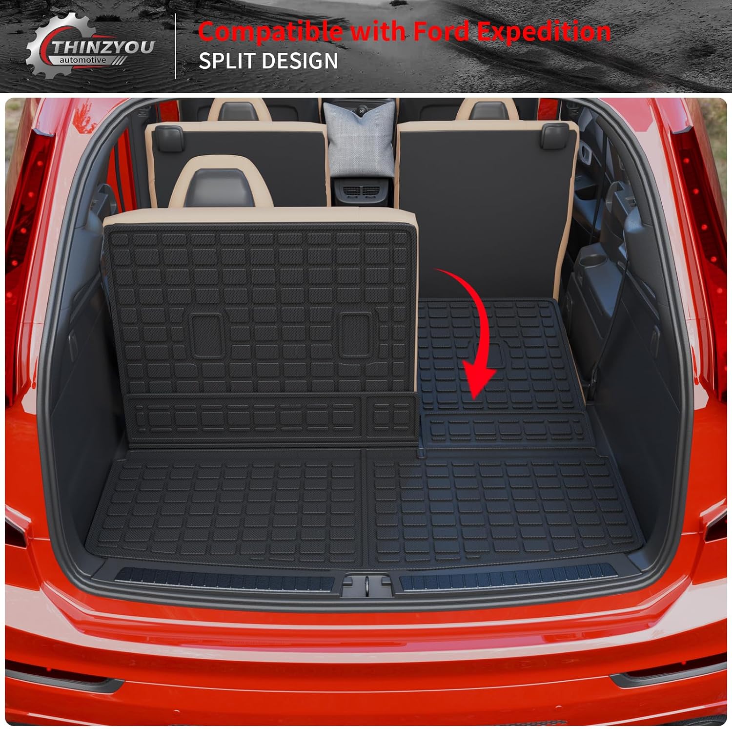 Floor Mats Compatible with 2018-2024 Ford Expedition (Not for Max Models) Cargo Mat Cargo Liner TPE 2023 Expedition 7 Seats Accessories (Trunk Mat+Backrest Mats+Floor Mats)