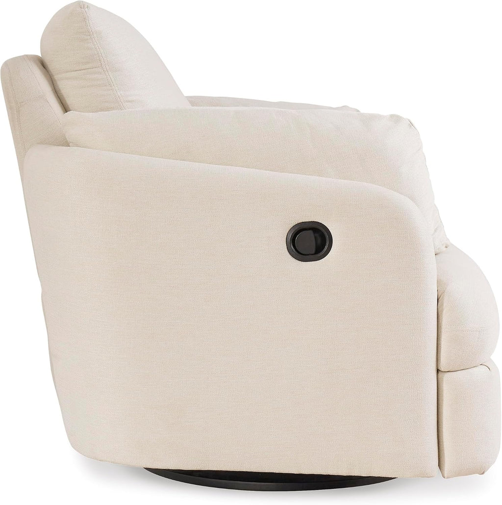 Signature Design by Ashley Modmax Coastal Press-Back Swivel Glider Rocker Recliner with Machine Washable Cover, Hidden Storage Compartments and 2 Bolster Pillows, Beige