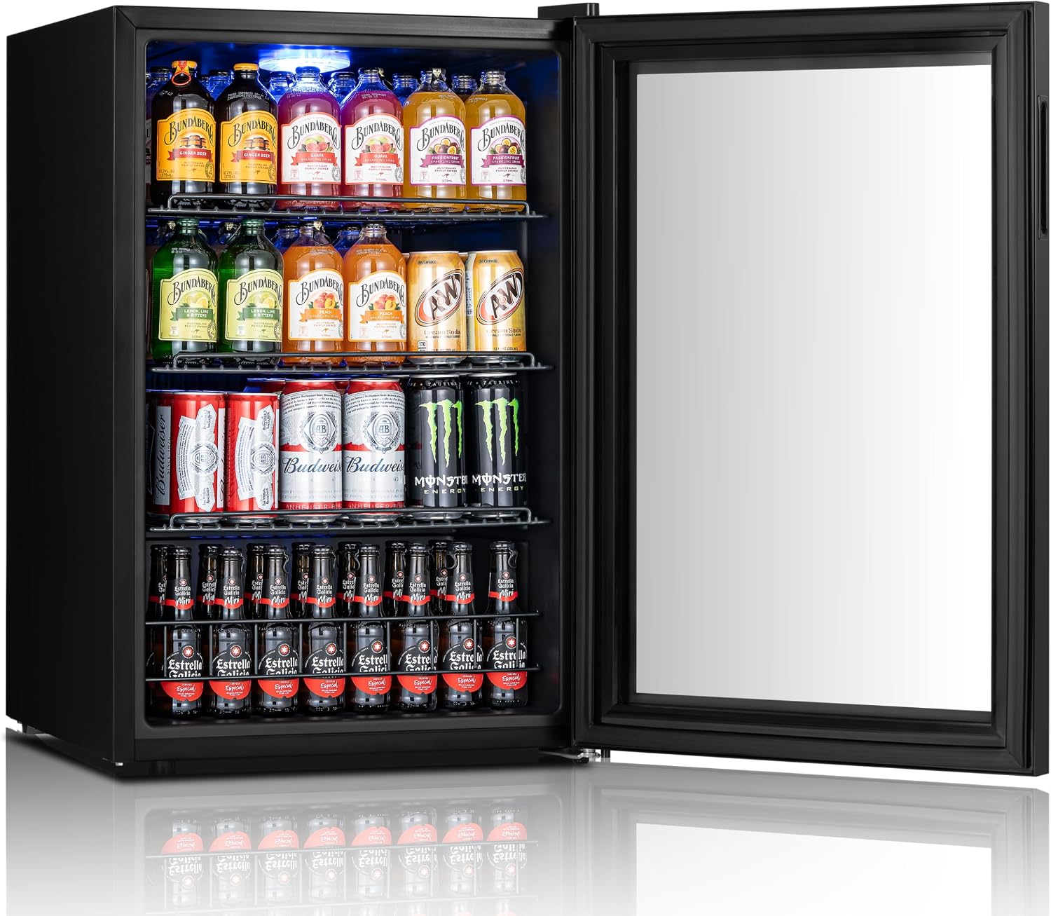 Yeego Beverage Refrigerator Cooler, 155 Cans Mini Fridge with Glass Door Beverage Fridge with Adjustable Shelves for Soda Beer or Wine, Beverage Cooler with Digital Temperature Control for Home Office