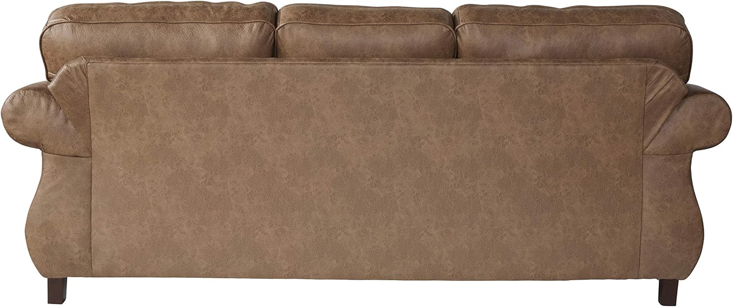Leinster Faux Leather Sofa with Antique Bronze Nailheads