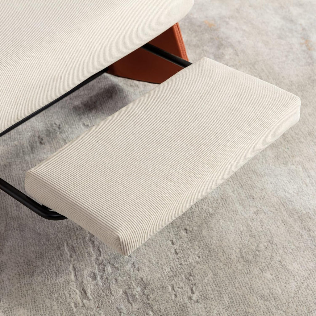 Modern Rocking Recliner Chair with Footrest - Comfortable Padded Lounge Chair for Nursery, Reading & Relaxation, Indoor Soft Rocking Chair for Living Room & Bedroom (Orange)