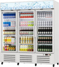 Garvee Commercial Beverage Refrigerator, 38.9 Cu.Ft. 3 Glass Door Display Refrigerator with 360° Circulation Cooling, Frost-Free, Soft LED Light, Adjustable Shelves Beverage Refrigerator Cooler