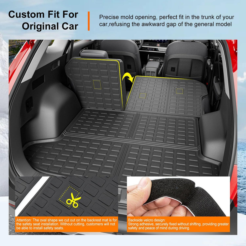 powoq Fuel Floor Mats Compatible with 2023-2026 Kia Sportage Trunk Mat TPE Floor Liner Cargo Mat Cargo Liner Replacement for 2023-2026 Kia Sportage Accessories (Trunk Mat+Backrest Mat+Floor Mat)