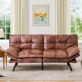 MUUEGM 71' Futon Sofa Bed, Modern Convertible Loveseat Sleeper, Faux Leather Couch with Adjustable Back & Arms for Small Spaces, Office & Apartment - Chocolate