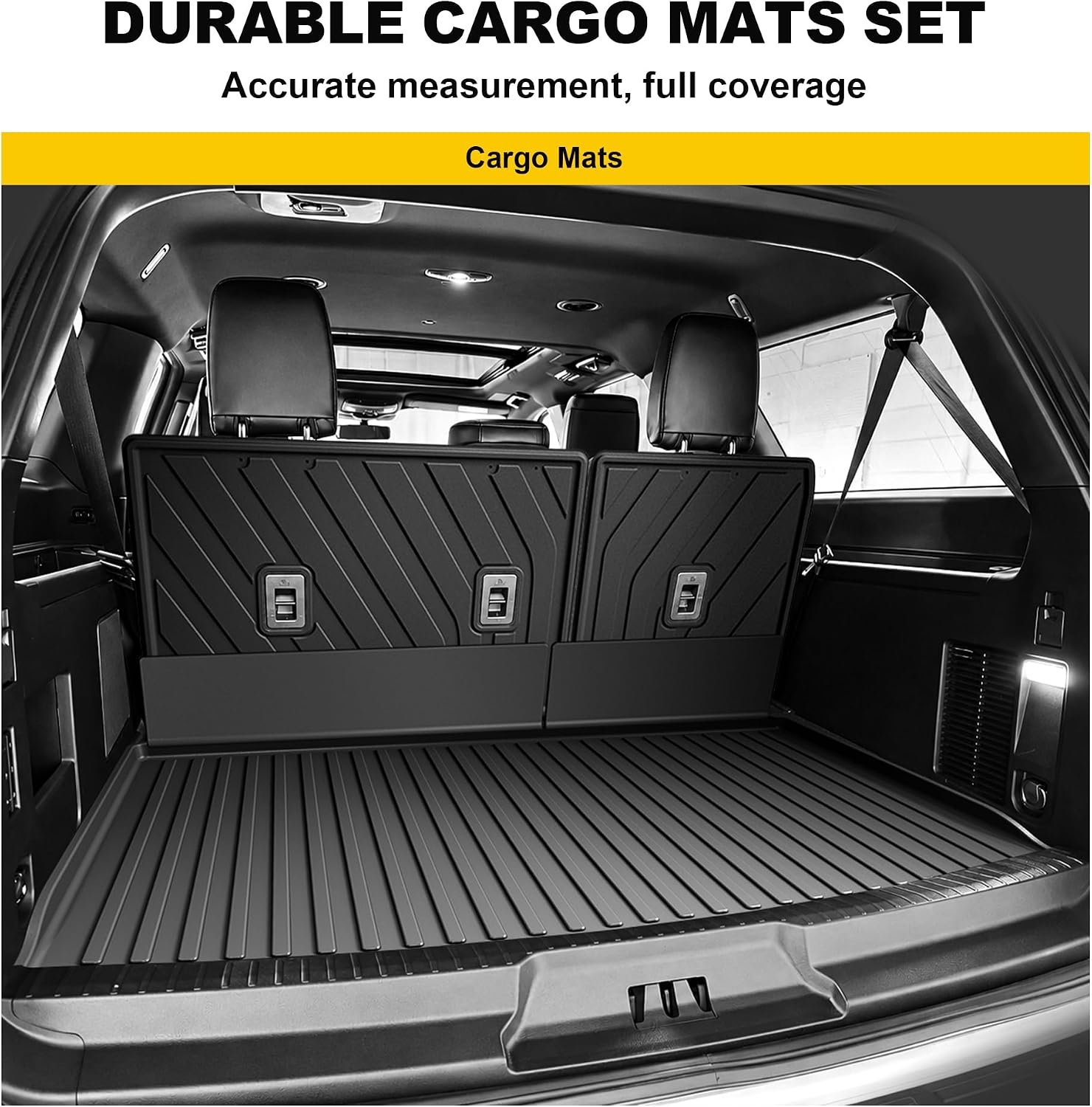 TTX LIGHTING Floor Mats & Cargo Liner & Backrest Mat for Ford Expedition Max 2018-2024 with 2nd Row Bucket Seat - 1st & 2nd & 3rd Row Floor Liner All Weather Protection Car Accessories (Only for Max)