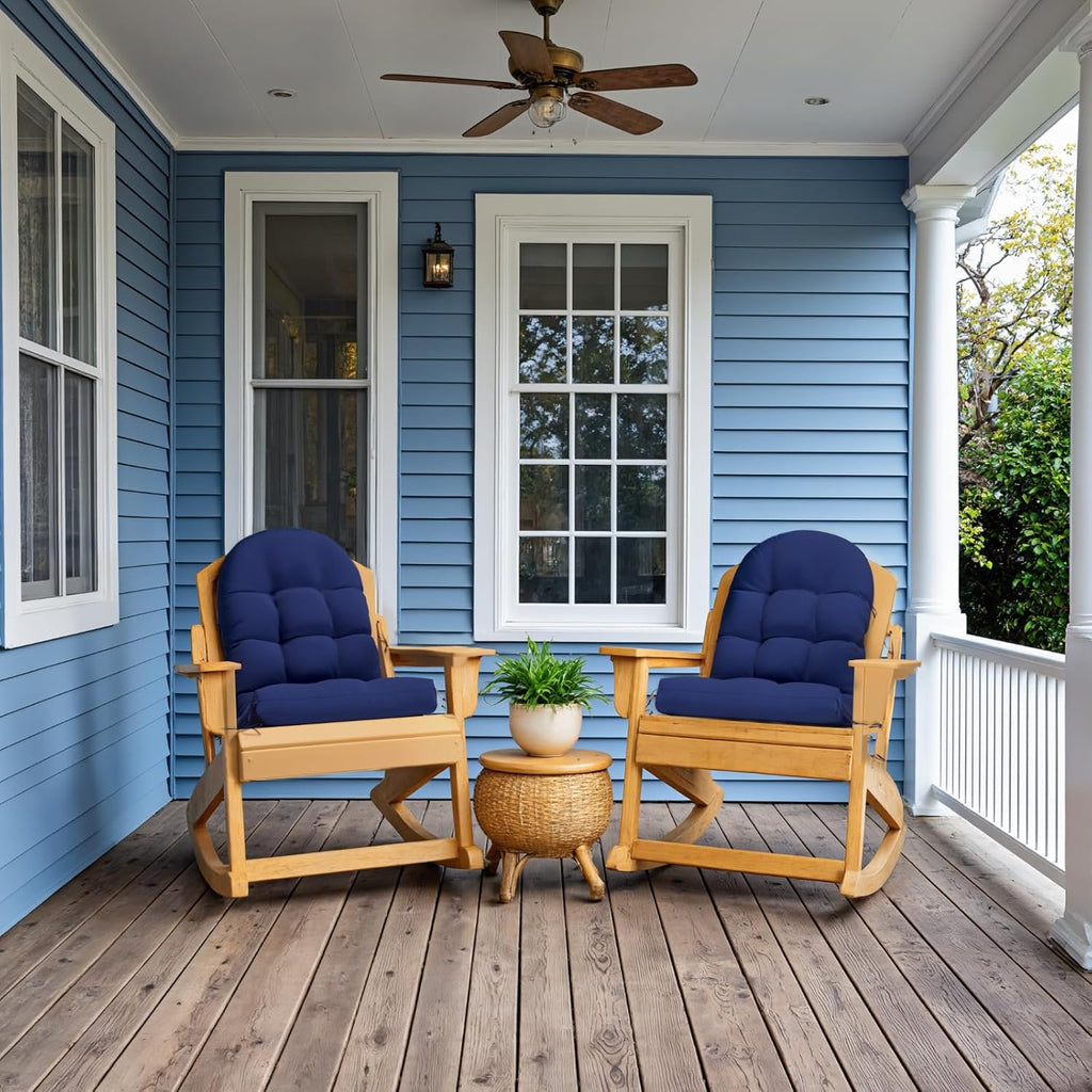 Sannwsg Adirondack Chair Cushion Set of 4, Rocking Chair Cushions, High Back Patio Cushions, Thickened Weather Resistant Patio Cushion with 6 Ties, Non Slip Fade & Waterproof