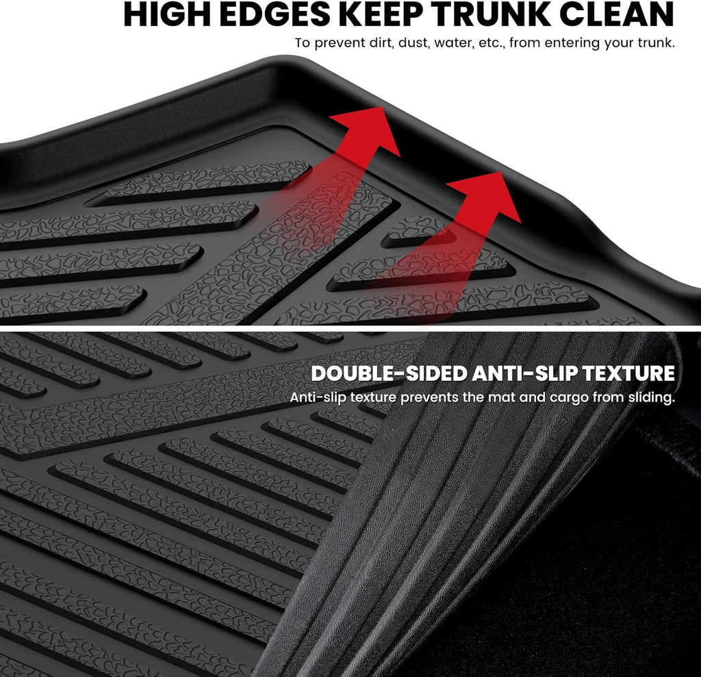 LASFIT Trunk Mat with Backrest Mat 2021-2026 for GMC Yukon (Only Yukon, Not Fit Yukon XL)/Cadillac Escalade (Only Escalade, Not Fit Escalade ESV)/Chevrolet Chevy Tahoe, All Weather TPE Custom Fit