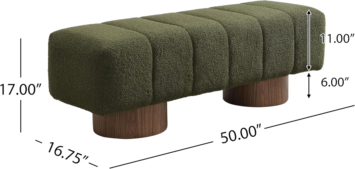 Christopher Knight Home Manila 50' Boucle Fabric Dining Bench, Rectangular Upholstery Ottoman Bench, Bedroom End of Bed Footstool, Living Room Extra Seat Footrest, No Assembly Needed, Jungle Green