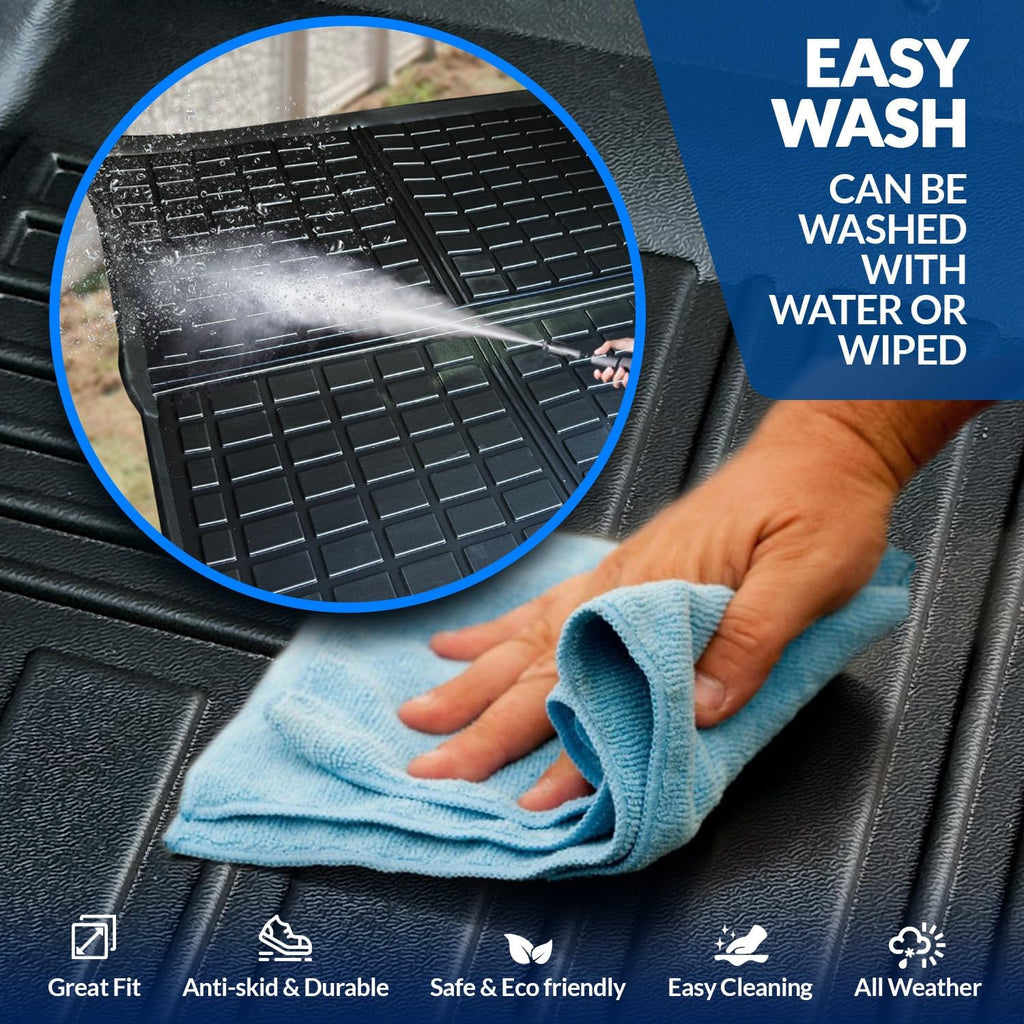 FM-1059 Car Floor Mats Full Set Compatible with 2007-2017 Jeep Wrangler�JK 2 Door | 3-pc Cargo Liner Black Car Mats | Custom Fit Non-Slip Car Floor Mat Rubber