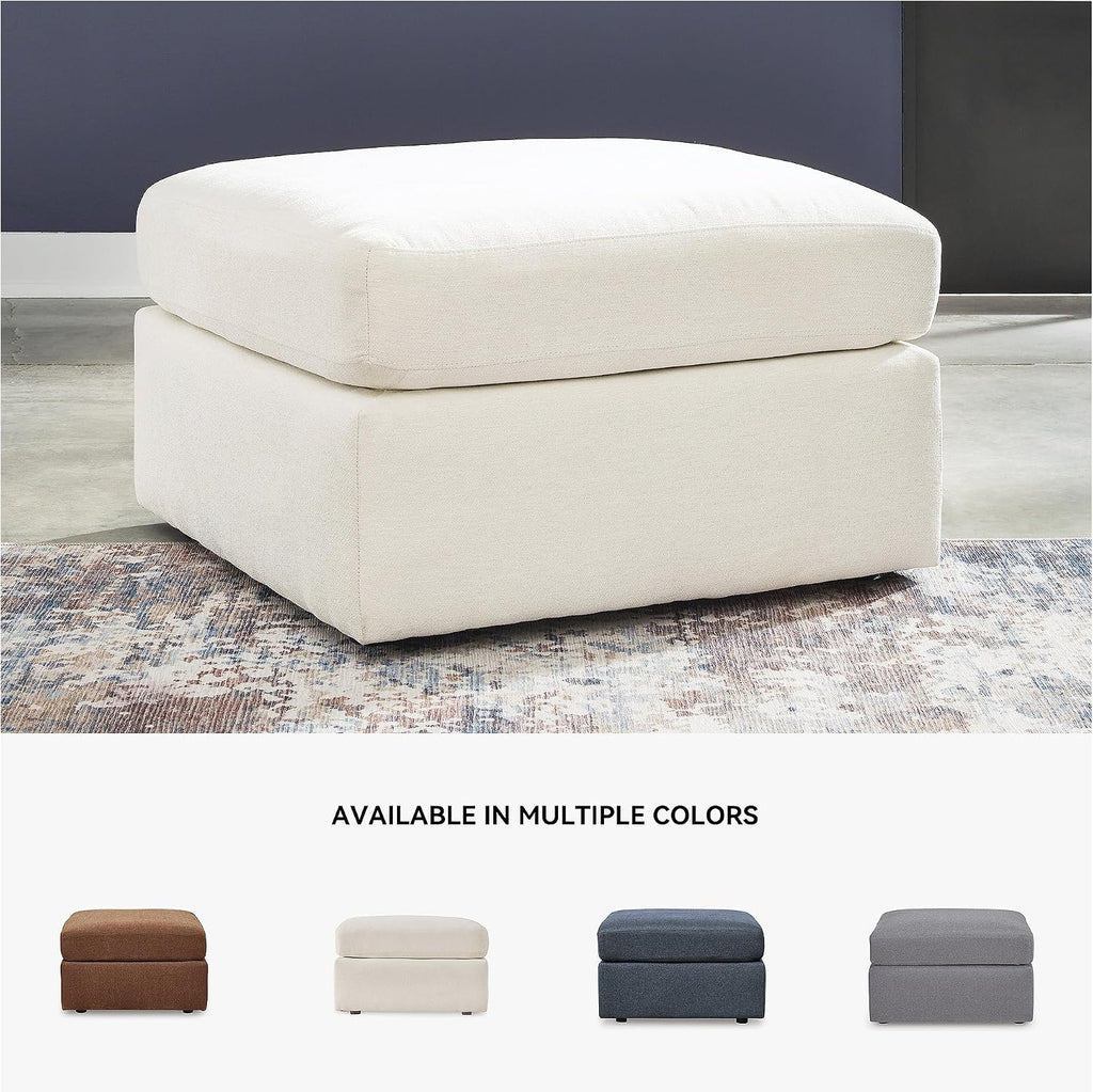Signature Design by Ashley Modmax Contemporary Stain Resistant Upholstered Oversized Accent Ottoman with Non-Skid Legs, White