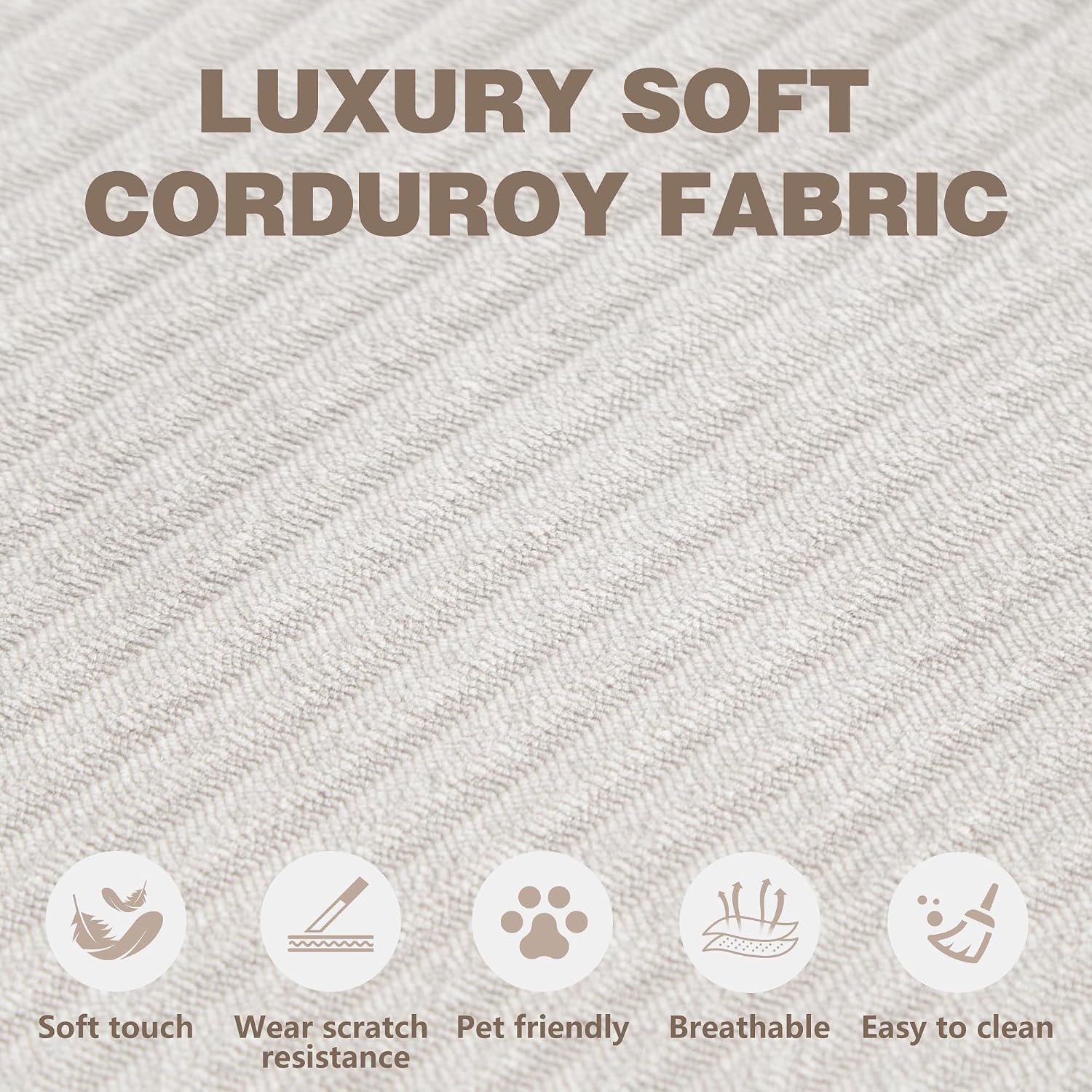 78.8' Convertible Sofa Bed -Compression Sofa with Corduroy Fabric - with Armrests and Backrest - Modular Sectional for Living Room, Bedroom, Studio - Compression Sofa in Box (Beige)
