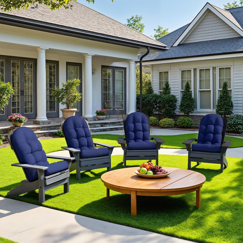 Sannwsg Adirondack Chair Cushion Set of 4, Rocking Chair Cushions, High Back Patio Cushions, Thickened Weather Resistant Patio Cushion with 6 Ties, Non Slip Fade & Waterproof