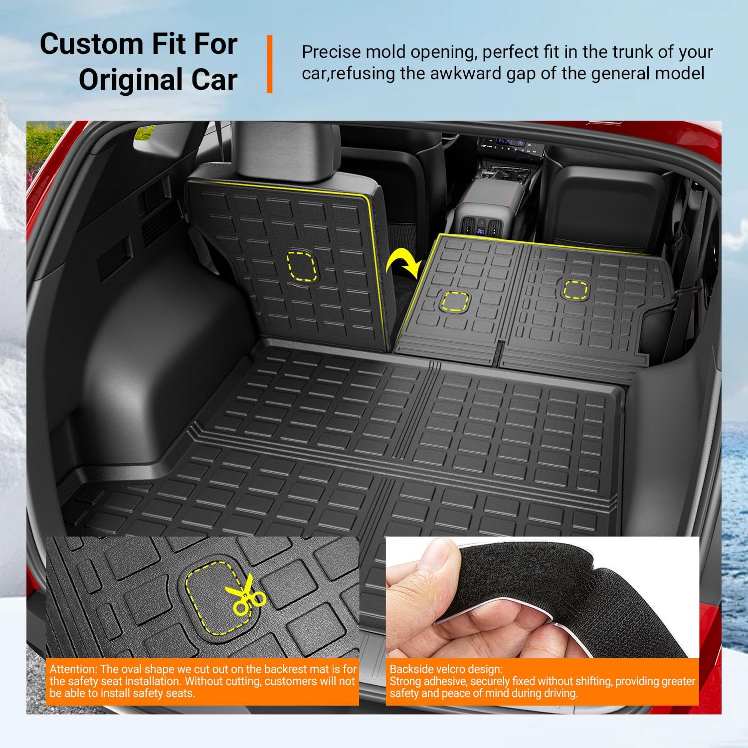 powoq Floor Mats Compatible with 2022 2023 2024 2025 2026 Tucson Cargo Mat with Backrest Mat Floor Liner TPE Replacement for 2022-2026 Tucson Accessories (Trunk Mat+Backrest Mat+Floor Mat)
