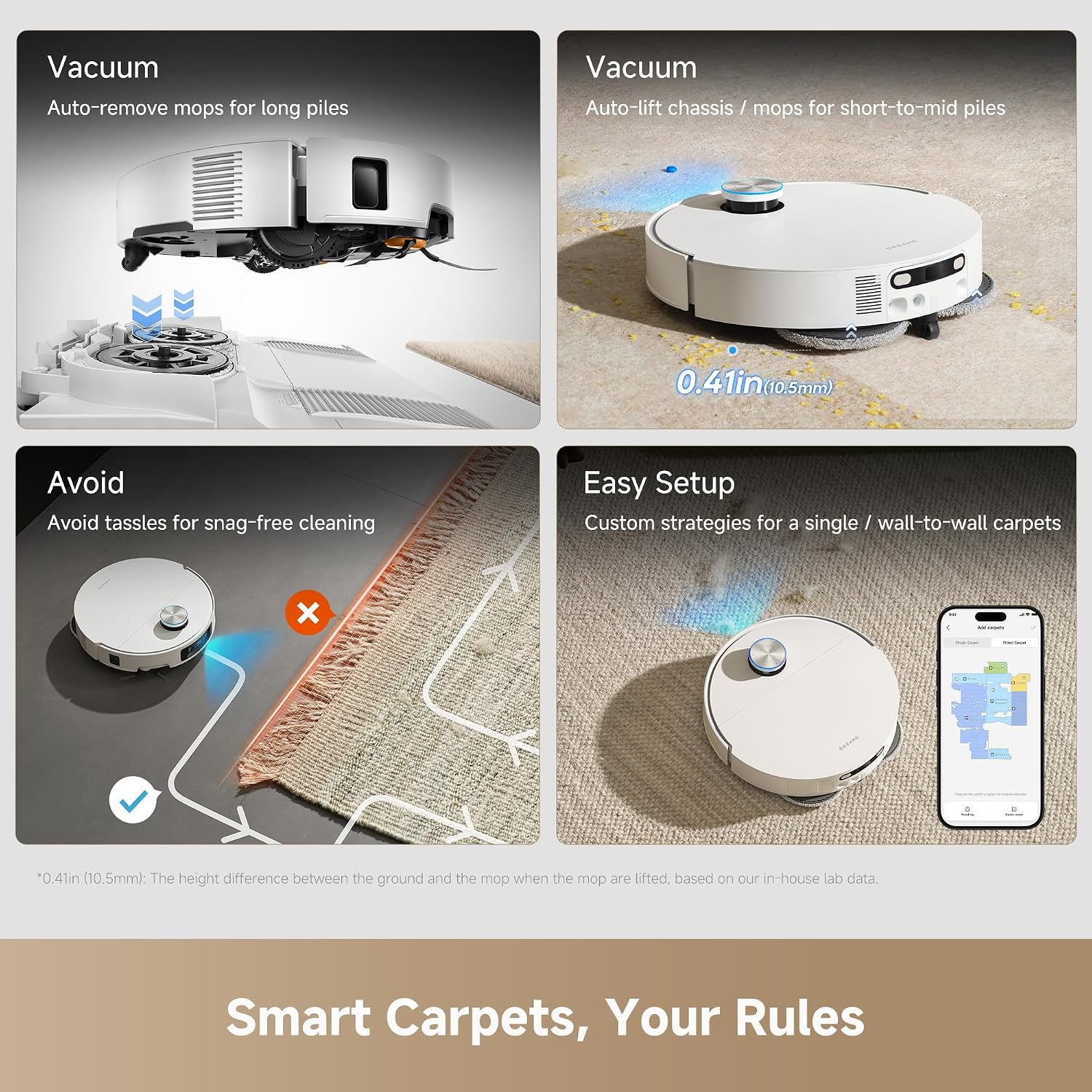 DREAME X60 Ultra Robot Vacuum and Mop, 3.13in Ultra-Thin Design, 3.47in Obstacle Clearing, 35,000Pa Suction, Self Emptying&Refilling, Mop Self-Cleaning, 100% Detangling, 280+Obstacle Avoidance, White
