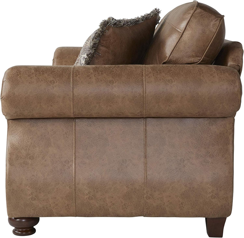 Leinster Faux Leather Sofa with Antique Bronze Nailheads