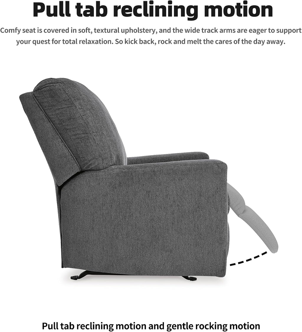 Signature Design by Ashley Rannis Casual Manual Rocker Recliner, Gray