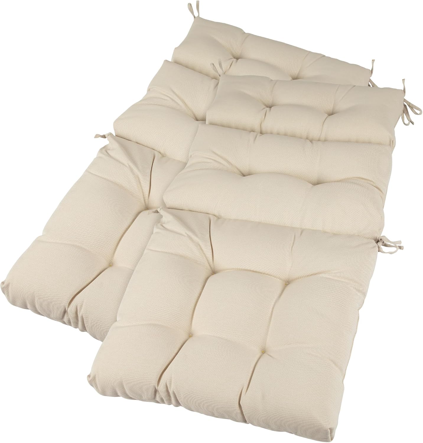 Magpie Fabrics Indoor Outdoor Tufted High Back Chair Cushion Set of 2, Waterproof All-Weather Deep Seating Rocking Chair Patio Chaise Lounge Sun Lounger Chair Cushions(Recycled Cream White)
