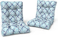LVTXIII Outdoor Low Back Chair Cushions, Seasonal Replacement Adirondack Chair Cushion with Ties, Patio Waterproof Seat Cushions for Home Garden Use, 21 W x 21 D, Set of 2, Boho Geometry Blue