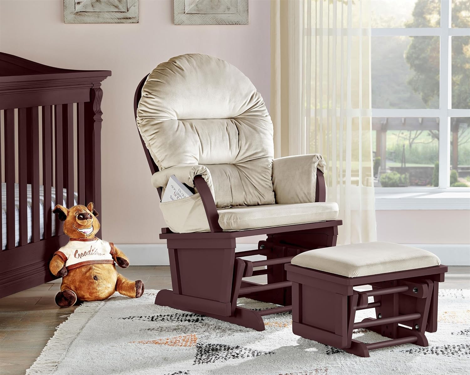 Suite Bebe Glider with Ottoman, Madison, Espresso and Beige - Quick Ship