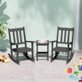 WestinTrends Malibu 3-Piece Kids Outdoor Rocking Chairs Set with Kids Square Side Table, Gray