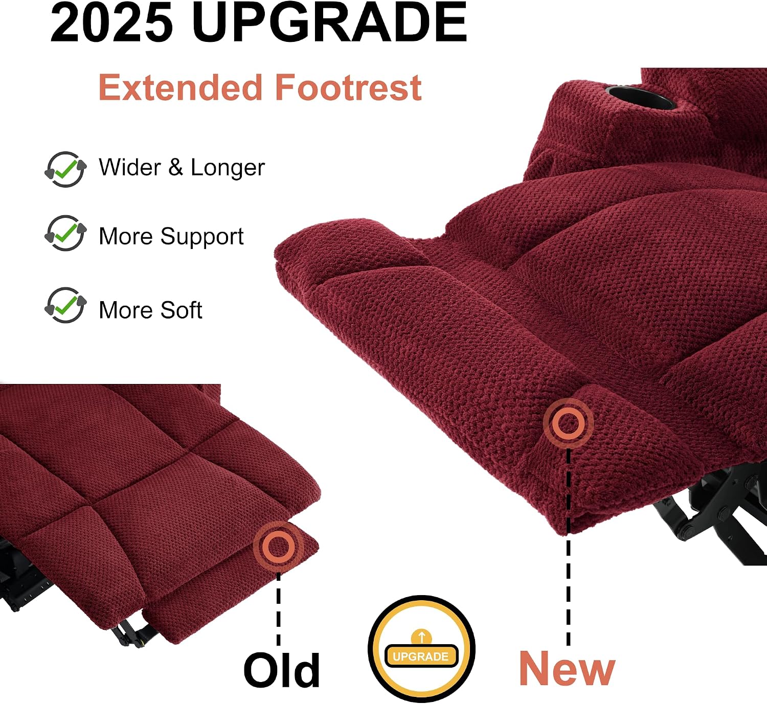 MCombo Zero Gravity Power Loveseat Sofa, Heat and Massage, Reclining Loveseat for Living Room, Fabric 6035SET (Burgundy, Loveseat)