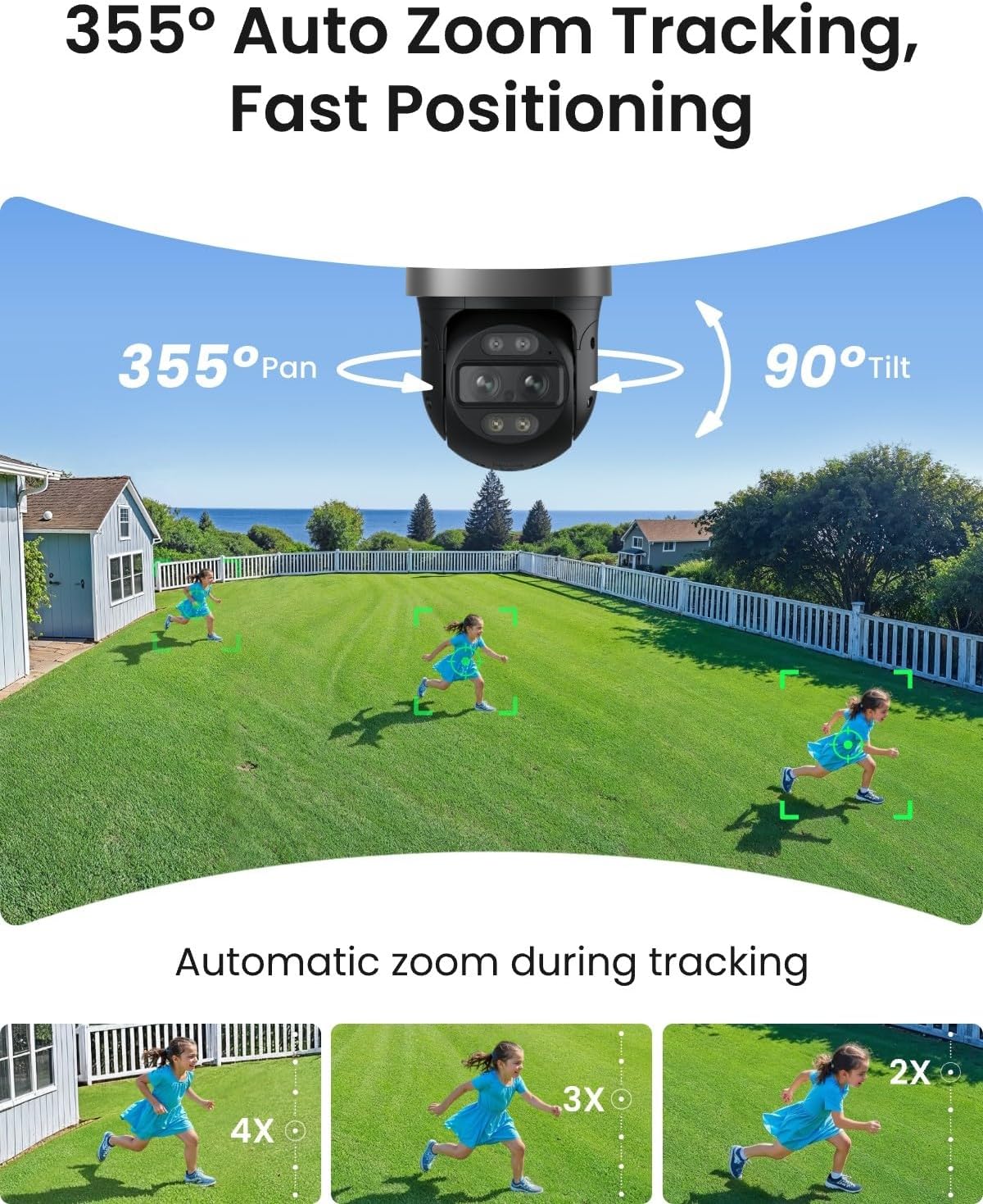 REOLINK PoE PTZ Security Camera System, 4K Camera with Dual-Lens, 6X Hybrid Zoom, 355 Pan & 90 Tilt, Auto Tracking, 24/7 Recording, AI Video Search, TrackMix PoE
