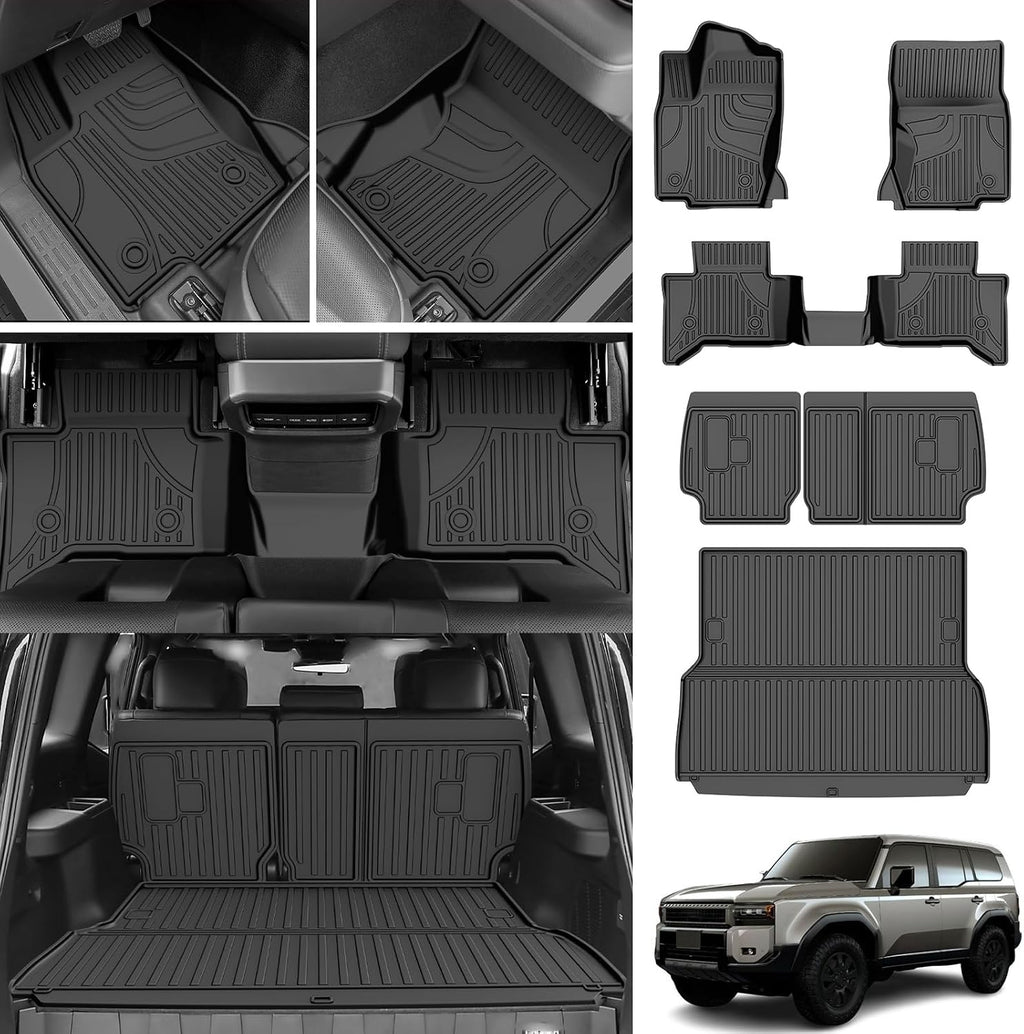 Floor Mats for Toyota Land Cruiser 2024-2026 2027 & Lexus GX550 5-Seat 2024-2026 - All Weather TPE Cargo Liner with Seat Back Mats Land Cruiser Accessories