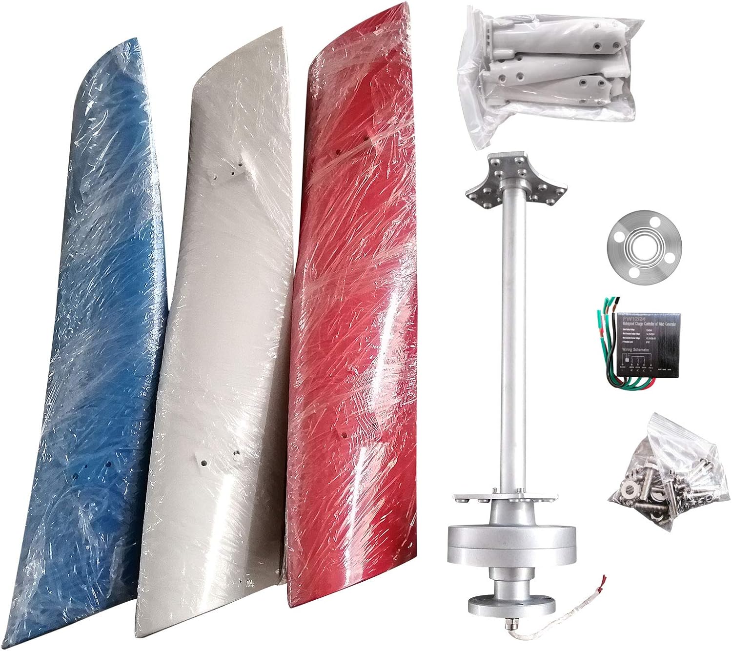 Gdrasuya10 Wind Turbine Generator 450W 12V DC with 3 Blades Wind Vertical Axis Turbine Generator AC Permanent Magnet Generator Wind Turbine Kit with Controller for Hybrid Wind Solar System
