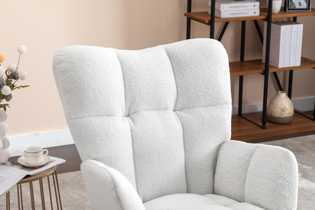 Rocking Chair Nursery Gilder, 31.5' D×27.6' W×37.4' H, Soft Teddy Fabric, 250LBS Capacity, Living Room & Nursery Accent Furniture