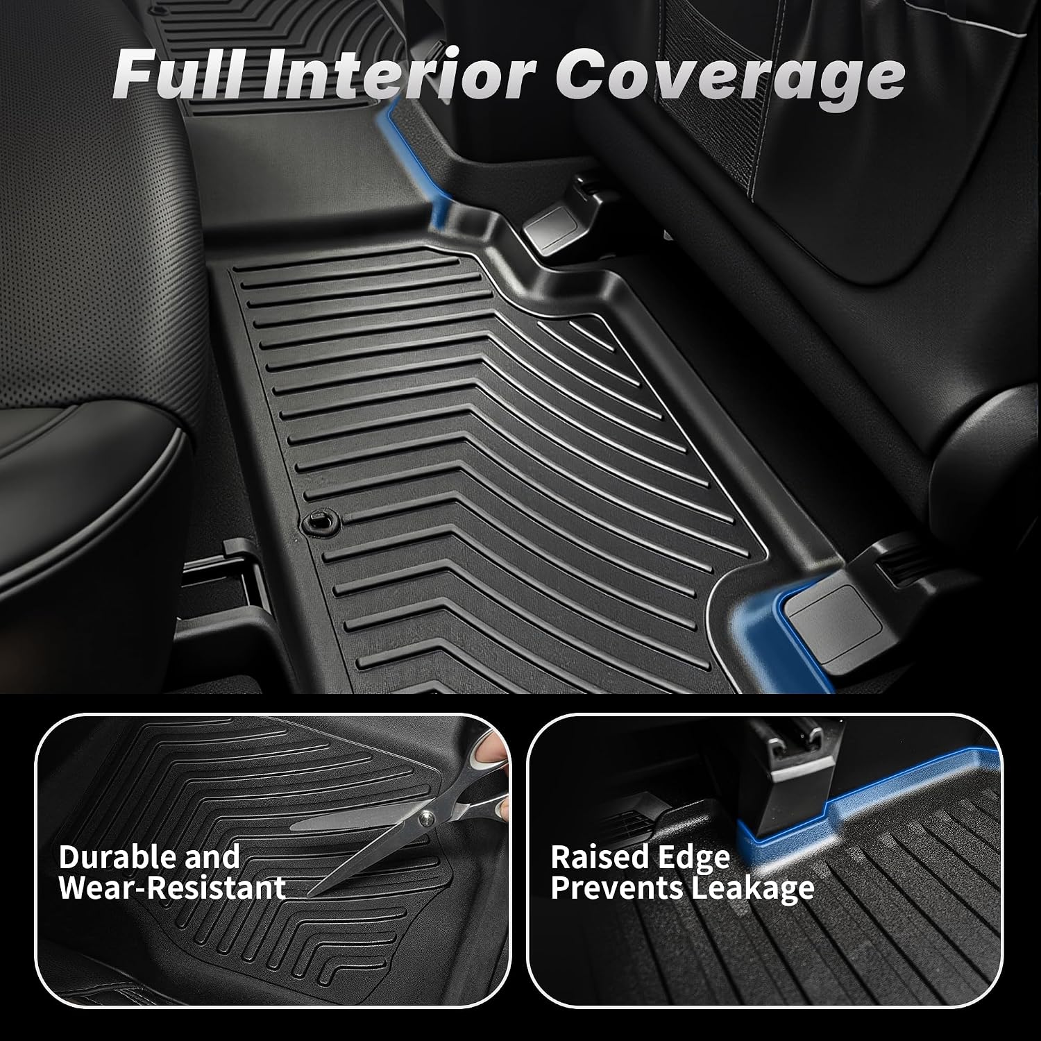 OEDRO Floor Mats for 2024 2025 2026 Chevy Trax/Buick Envista, Custom Fit TPE All Weather Trunk Mat with Backrest for Chevy Trax Accessories, Anti-Slip Back Seat Protector, Full Mat Set, Black