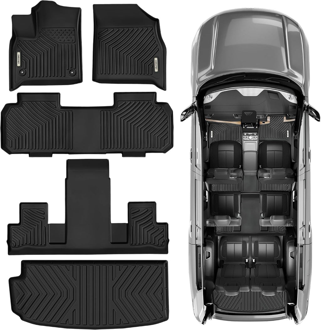 OEDRO Floor Mats Fit for 2018-2025 Chevrolet Traverse 7 Seats with 2nd Row Bucket Seats, Custom Fit All Weather Floor Mats Liners 3 Row & Cargo Liner Behind